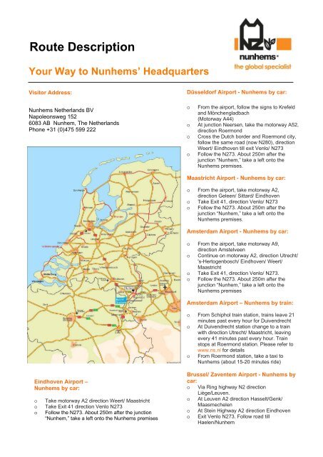 Route Description - Nunhems