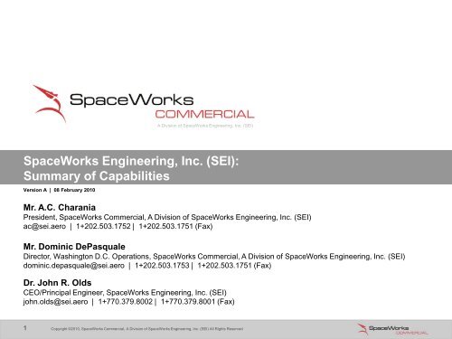 Presentation (PDF) - SpaceWorks Enterprises, Inc.