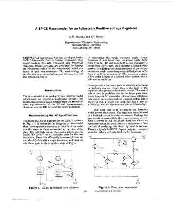 A SPICE macromodel for an adjustable positive voltage regulator ...