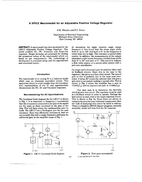 A SPICE macromodel for an adjustable positive voltage regulator ...