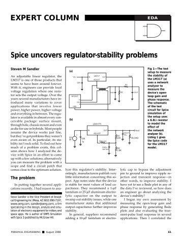 Spice uncovers regulator-stability problems - Robust Design Concepts