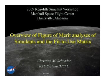 Overview of Figure of Merit analyses of Simulants and the Fit ... - NASA