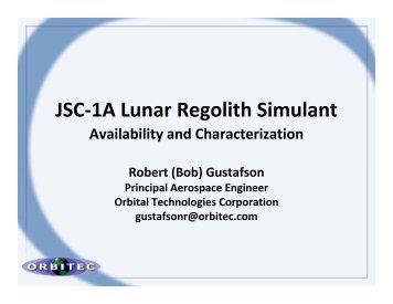 JSC-1A Lunar Regolith Simulant Availability and ... - NASA