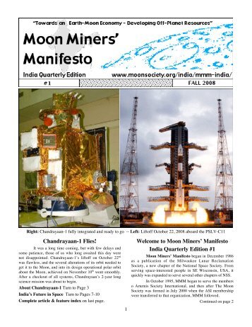 Chandrayaan-1 Flies! Welcome to Moon Miners' Manifesto India ...