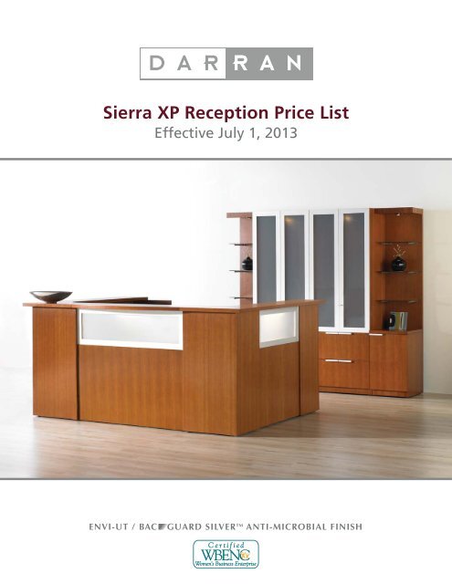 Sierra XP Reception Price List - DARRAN Furniture Industries