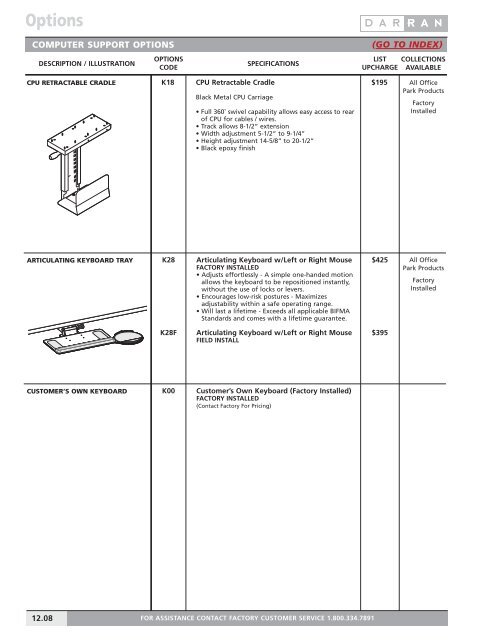 download the Reception Park price list - DARRAN Furniture Industries