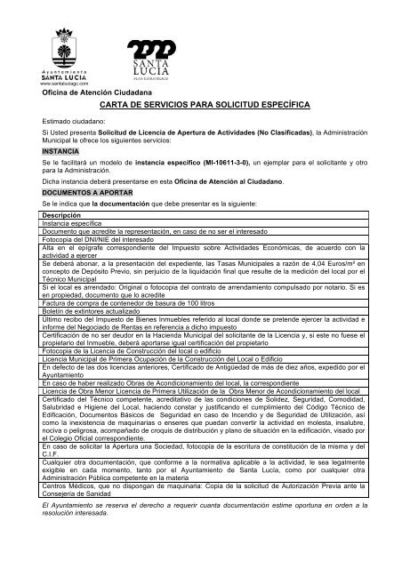 carta de servicios para solicitud específica - Ayuntamiento de Santa ...