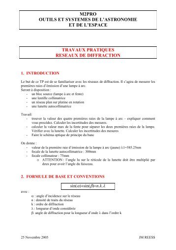 travaux pratiques reseaux de diffraction - Outils et SystÃ¨mes de l ...