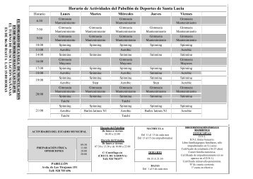 Horario de Actividades del Pabellón de Deportes de Santa Lucia