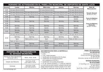 horario de actividades en el pabellón municipal de deportes de ...