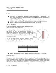 Phys 3203 Heat Light and Sound Activity #9 - Physics