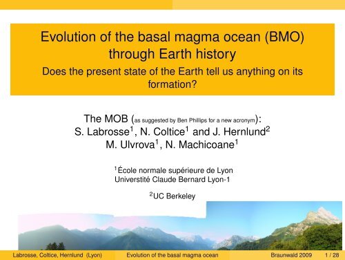 Evolution of the basal magma ocean (BMO) through Earth history ...