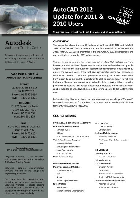 AutoCAD 2012 Update for 2011 & 2010 Users - Cadgroup