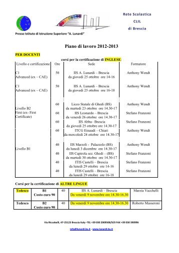 Piano di lavoro 2012-2013 - I.I.S. Lunardi