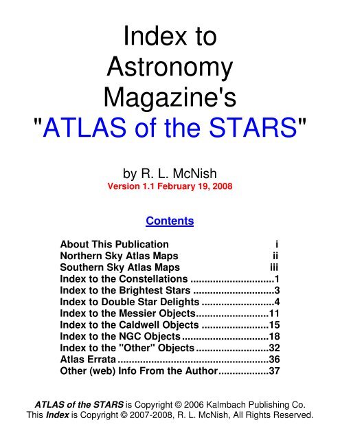 Index to Astronomy Magazine's "ATLAS of the ... - Calgary Centre