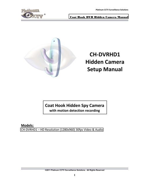 CH-DVRHD1 Coat Hook Hidden Nanny Spy Camera Manual