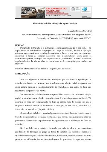 Mercado de trabalho e Geografia - SciELO Proceedings