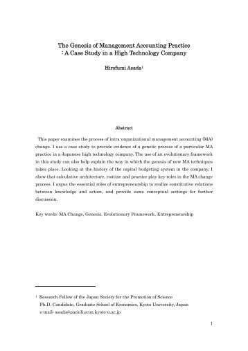 A Case Study on Strategic Management Accounting