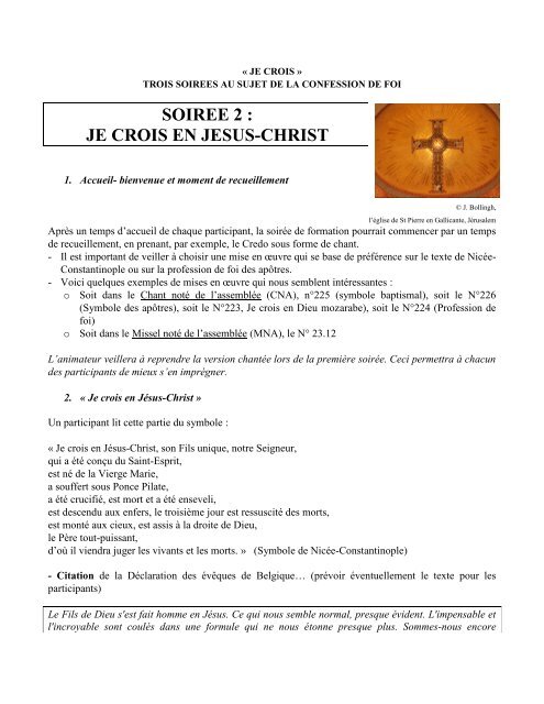 SOIREE 2 : JE CROIS EN JESUS-CHRIST