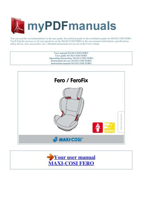 User manual MAXI-COSI FERO - MY PDF MANUALS