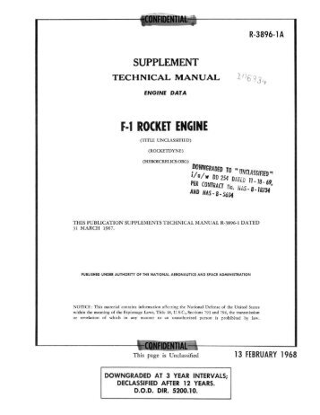 F-1 Rocket Engine Technical Manual Supplement (R ... - Heroicrelics