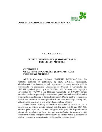 Regulamentul - Loteria Romana