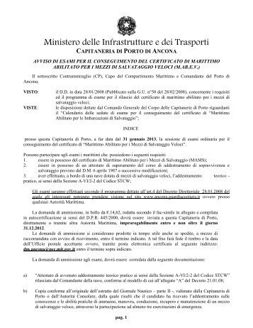 esame per il conseguimento del certificato ... - Guardia Costiera