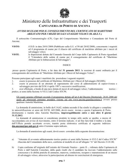 Esame Per Il Conseguimento Del Certificato Guardia Costiera calendario esami mams 2021