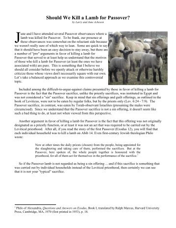Should We Kill a Lamb for Passover.pdf - Ponderscripture.org