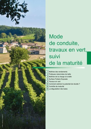 Mode de conduite, travaux en vert, suivi de la maturitÃ© - Chambre d ...