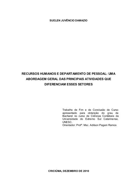 recursos humanos e departamento de pessoal - Unesc