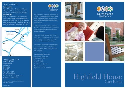 Highfield House Brochure - Four Seasons Health Care