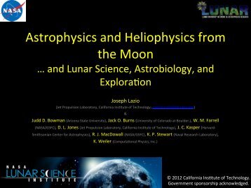 Astrophysics and Heliophysics from the Moon - NASA Lunar ...