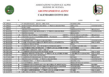 gruppo sportivo alpini calendario estivo 2011 - Sezione Vicenza