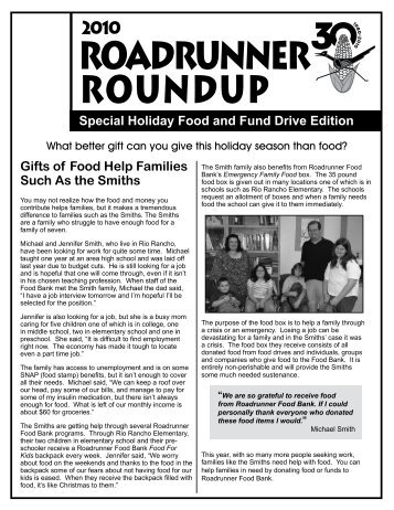 Special Food and Fund Drive Edition 2010 - Roadrunner Food Bank