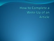 How to complete a Write Up of an Article