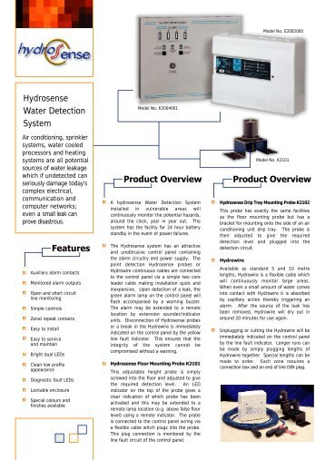 Hydrosense Water Detection System Features ... - CENTRALSEG