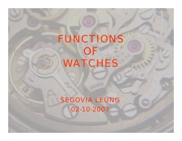 Functions of Watches, Segovia Leung - Ipe.cuhk.edu.hk