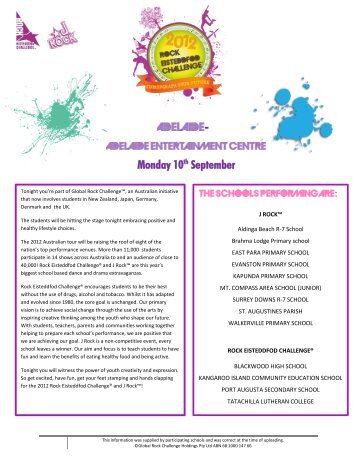 Monday 10th September - Rock Eisteddfod Challenge