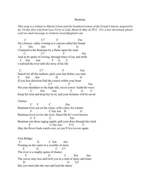Download The Lyrics And Chords Grand Canyon River Guides