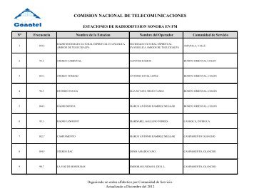 COMISION NACIONAL DE TELECOMUNICACIONES - Comisión ...