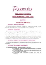 Reglement REGIE MUNICIPALE DES EAUX - Roquevaire