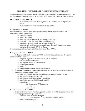 DEZLIPIREA PREMATURÄ DE PLACENTÄ NORMAL ... - filantropia.ro