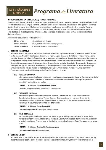 Programa de Literatura para 3Âº 2011