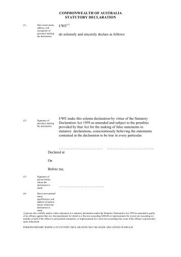 Statutory Declaration In Lieu Of Guarantor Form Pptc 132