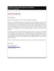 UNSW Student Management Bulletin - myUNSW