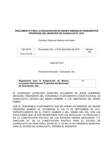 Reglamento para la EnajenaciÃ³n de Bienes ... - Guanajuato