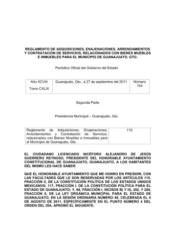 Reglamento de Adquisiciones, Enajenaciones ... - Guanajuato