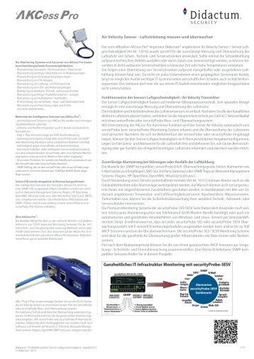 AKCP-Datenblatt AKCP® / AKCess Pro® Air Velocity Sensor - Luftströmung im Rack überwachen