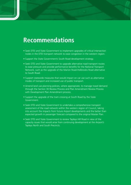 Recommendations - City of West Torrens - SA.Gov.au